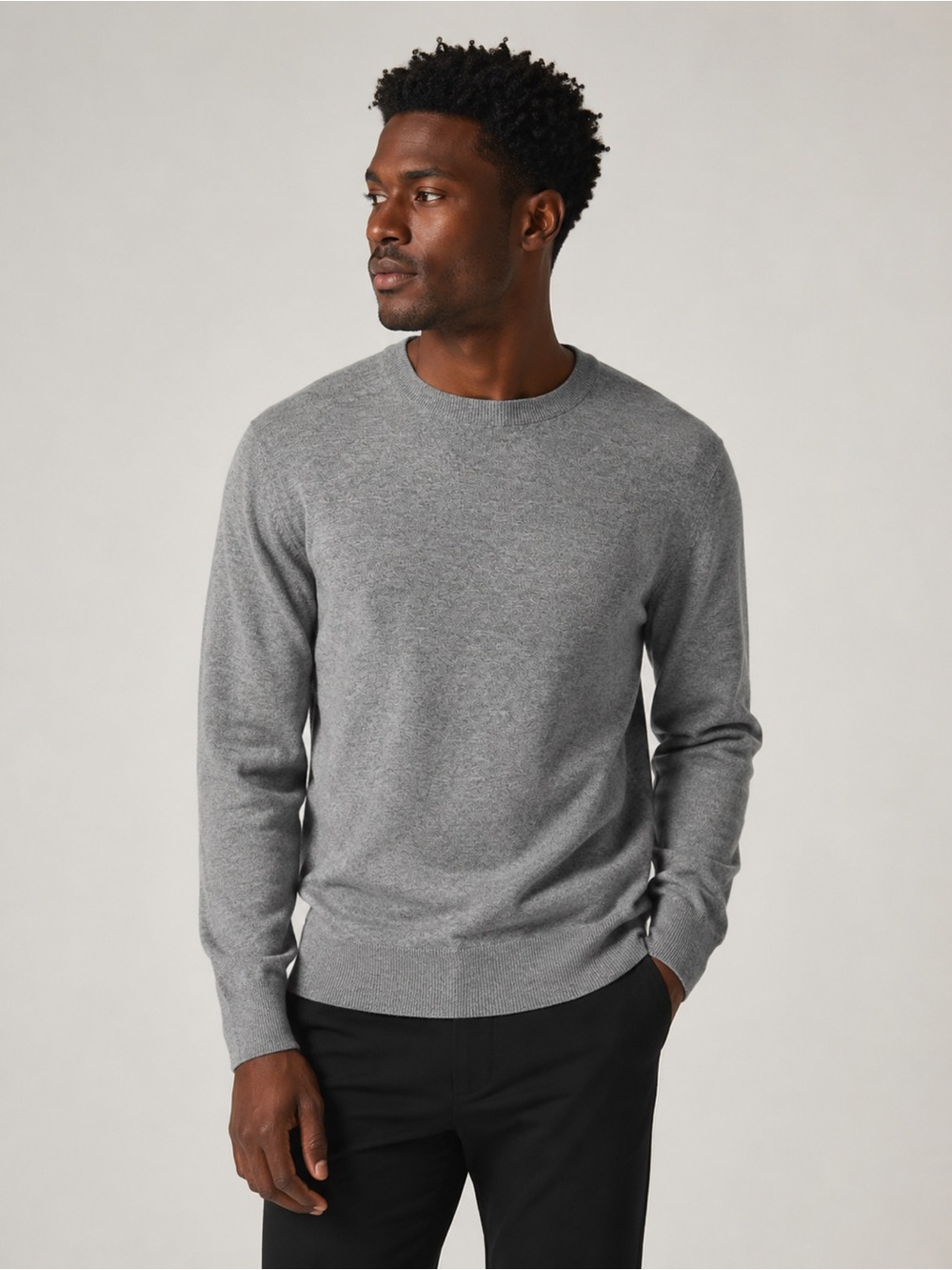 Banana Republic Men's Light Gray Crewneck Eco Sweater